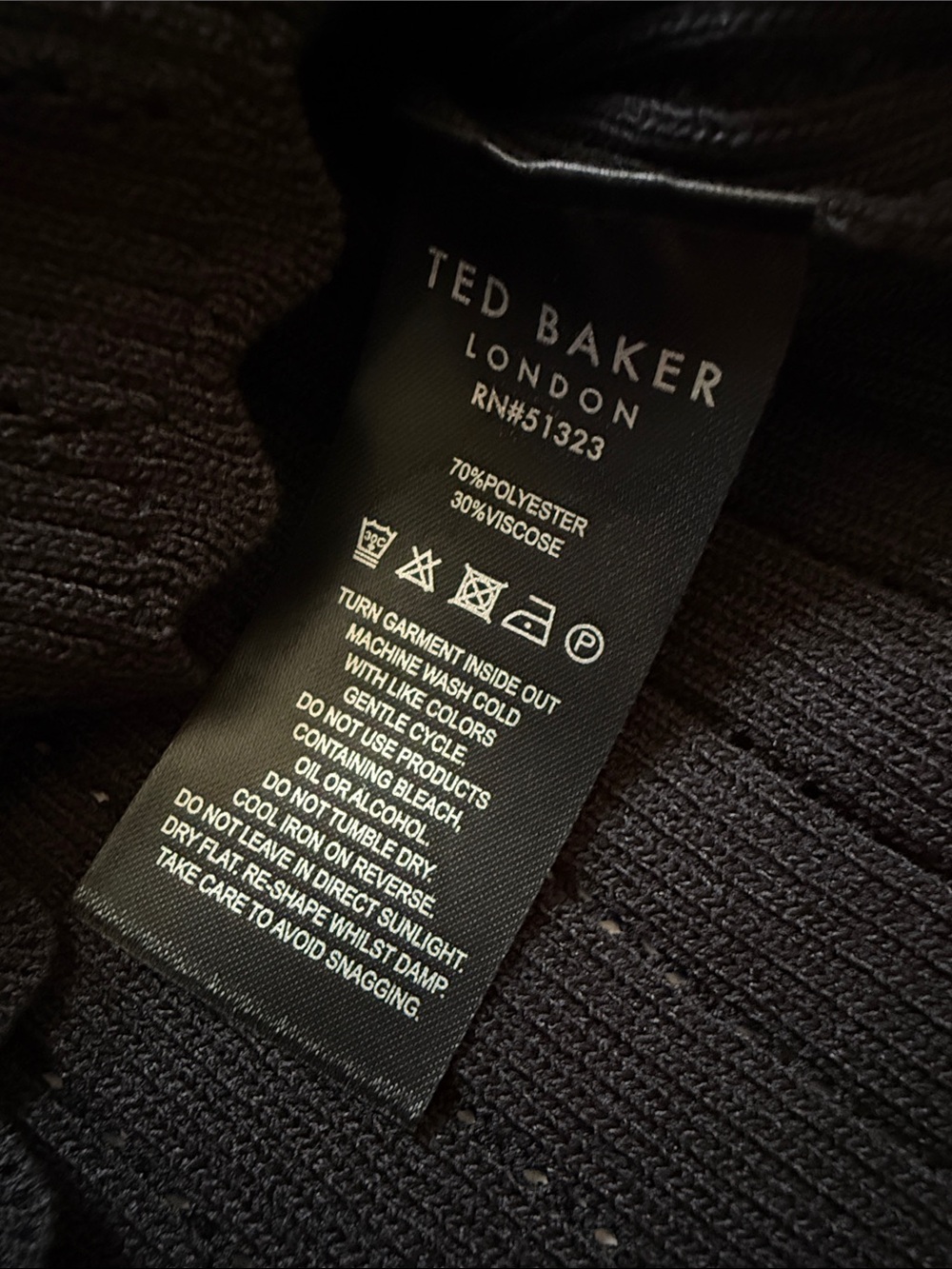 Ted Baker Rich Black Summer Soirée Ribbed Short Sleeve Scallop Pointelle Edge To - Picture 5 of 9